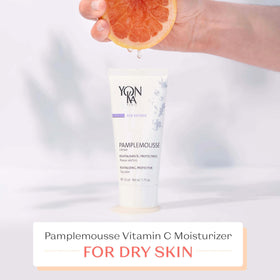 Yonka Pamplemousse PS on bathroom counter in lifestyle shot, suggesting daily routine use