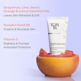 Yonka Pamplemousse PS open jar texture close-up, showing lightweight creamy finish