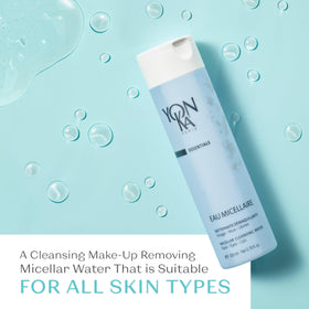 Yonka bottle on bathroom vanity creating spa-like cleansing ritual