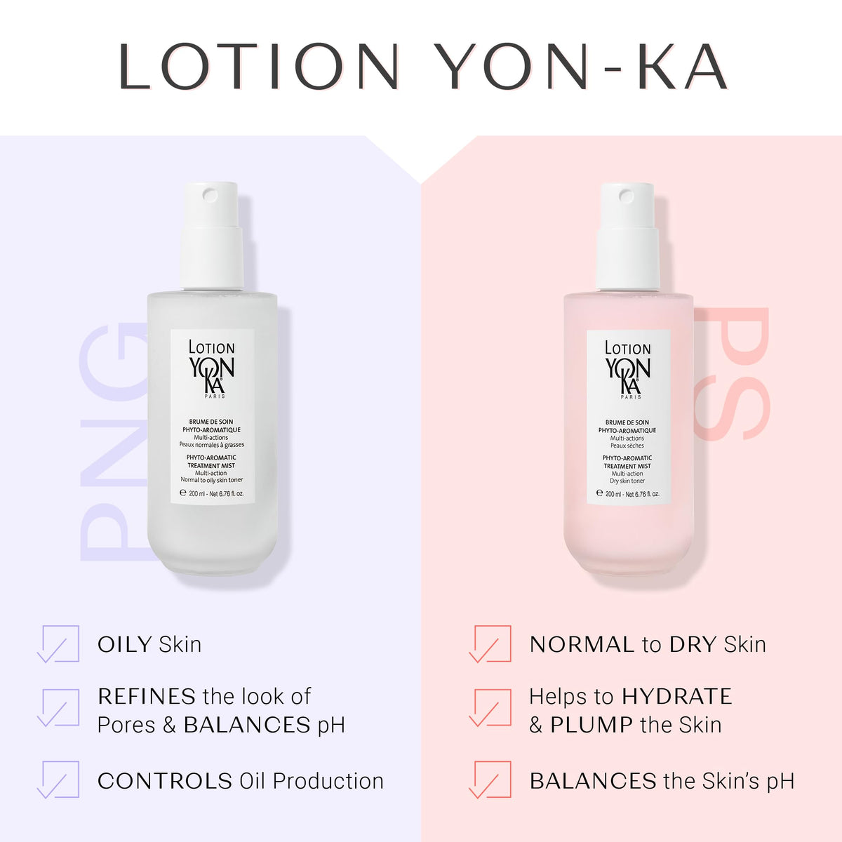Yonka PS bottle with recyclable symbol and ingredient list emphasizing natural content