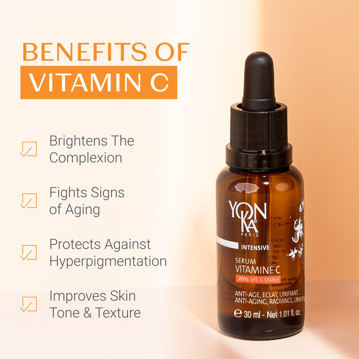 Yonka serum dropper releasing oil-soluble vitamin C for fast absorption
