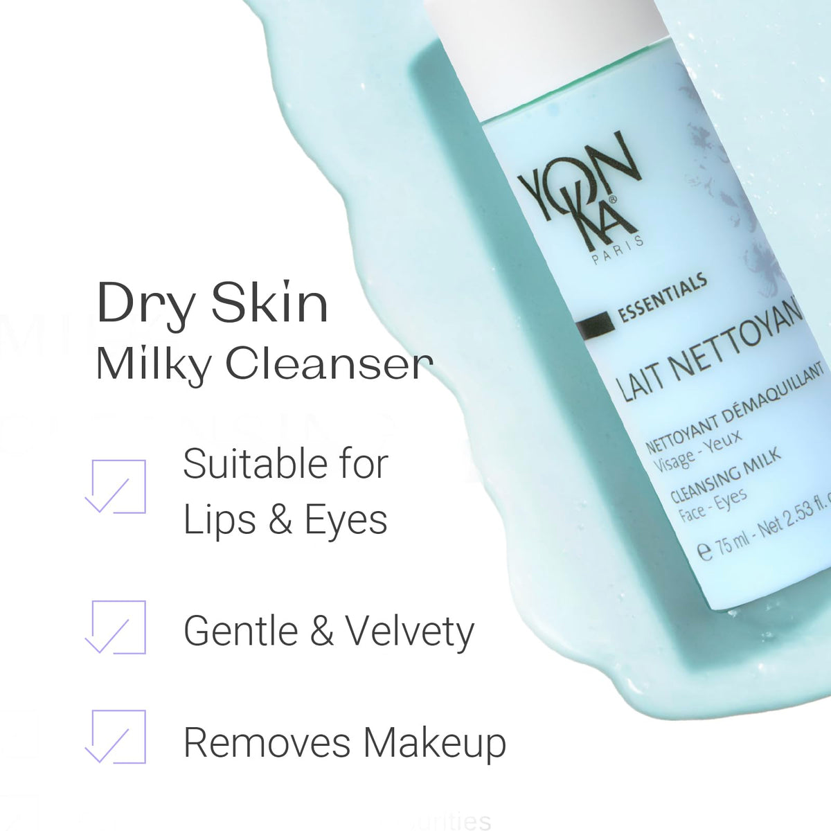 Yonka milky texture close-up illustrating creamy moisturizing feel