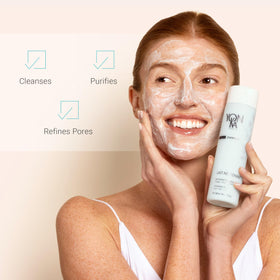 Yonka texture closeup creamy milk cleanser highlighting soft, hydrating texture