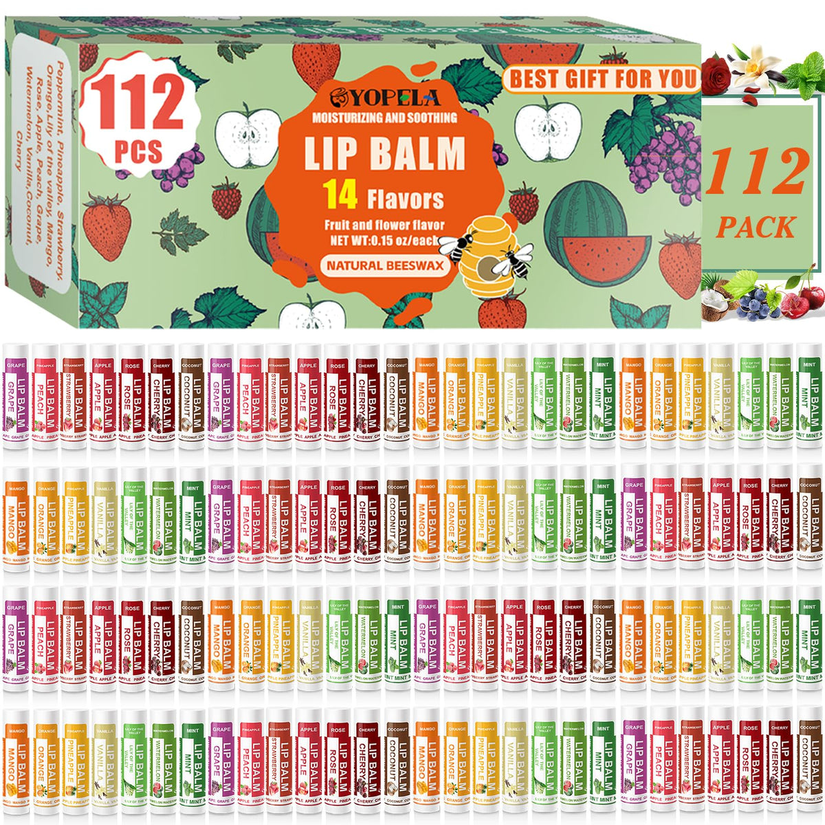 Yopela front packaging showing 112-count bulk value and natural benefits
