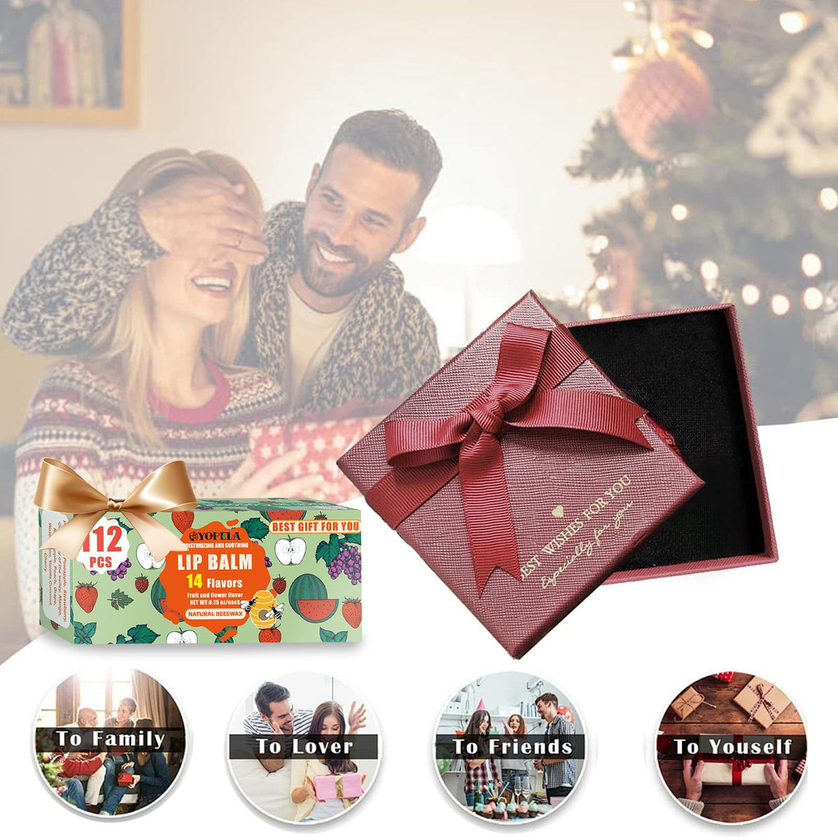 Yopela lip balms arranged in gift bag showing party favor and event utility