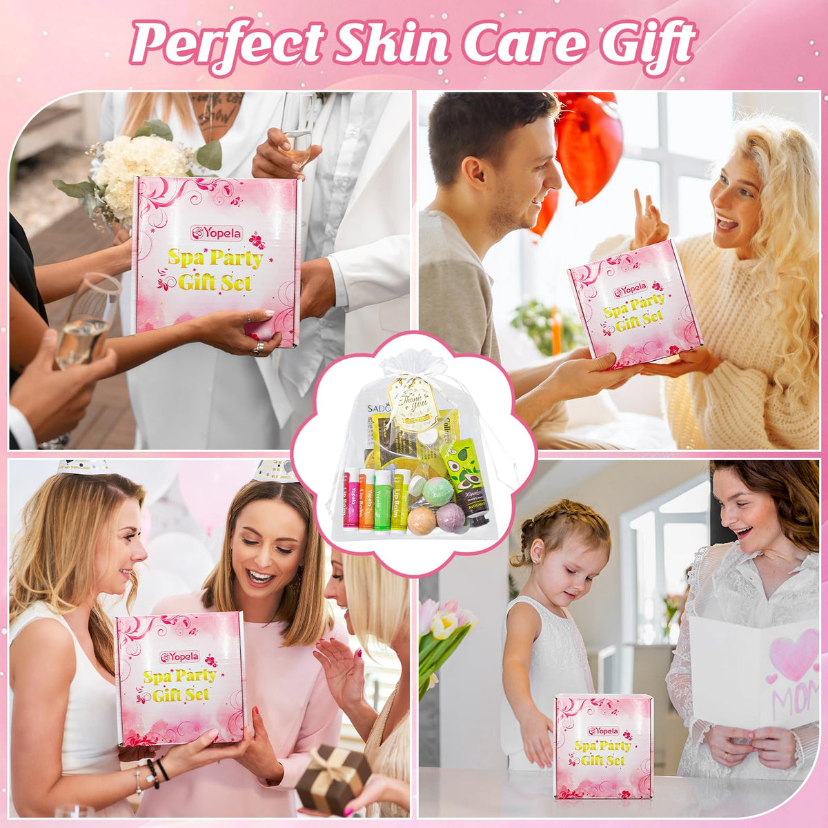 Yopela organza bags filled with spa items ready to gift for easy presentation
