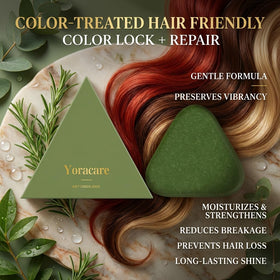 yoracare shampoo bar in hand highlighting travel-ready compact convenience