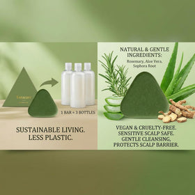 yoracare shampoo bar on bathroom shelf showing eco-friendly lifestyle benefit