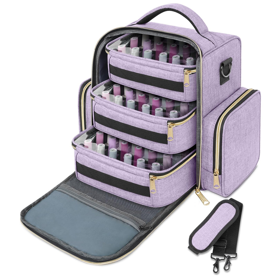 YOREPEK front view showing three removable pouches and neat storage benefit