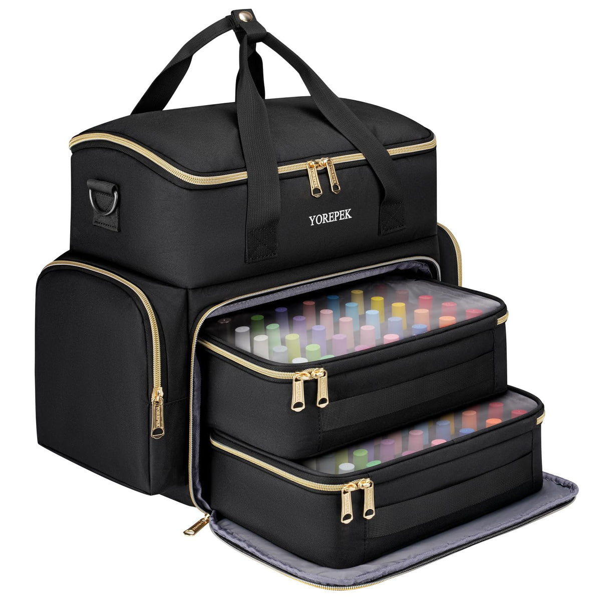 YOREPEK front view of closed organizer case showing compact protection