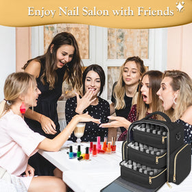 YOREPEK organizer in use on a salon table with polishes and manicure tools ready