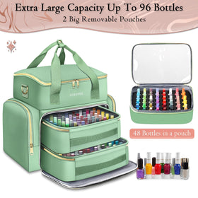 YOREPEK mesh pocket holding nail brushes and stickers for quick access benefit