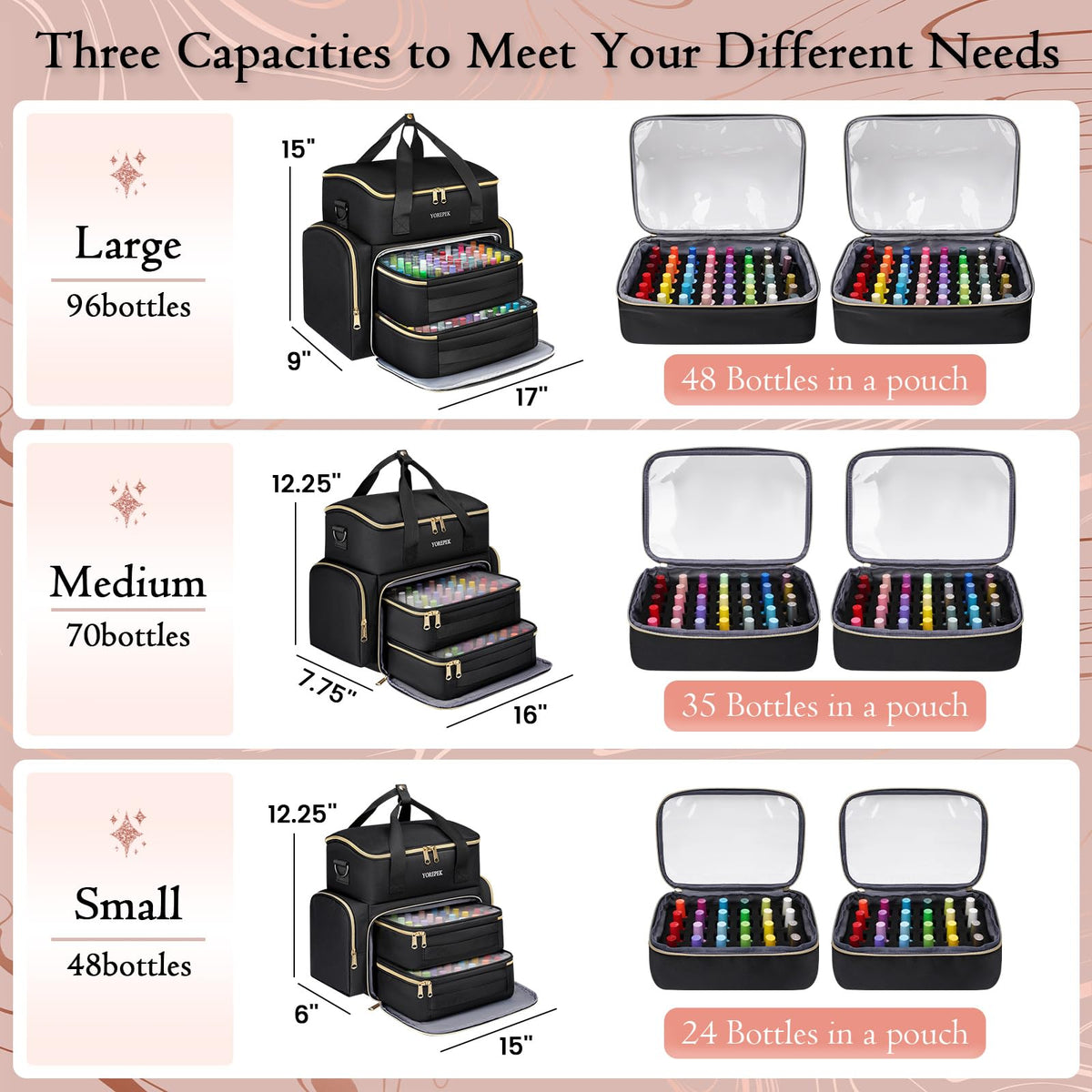YOREPEK two removable pouches with sponge inserts for secure storage