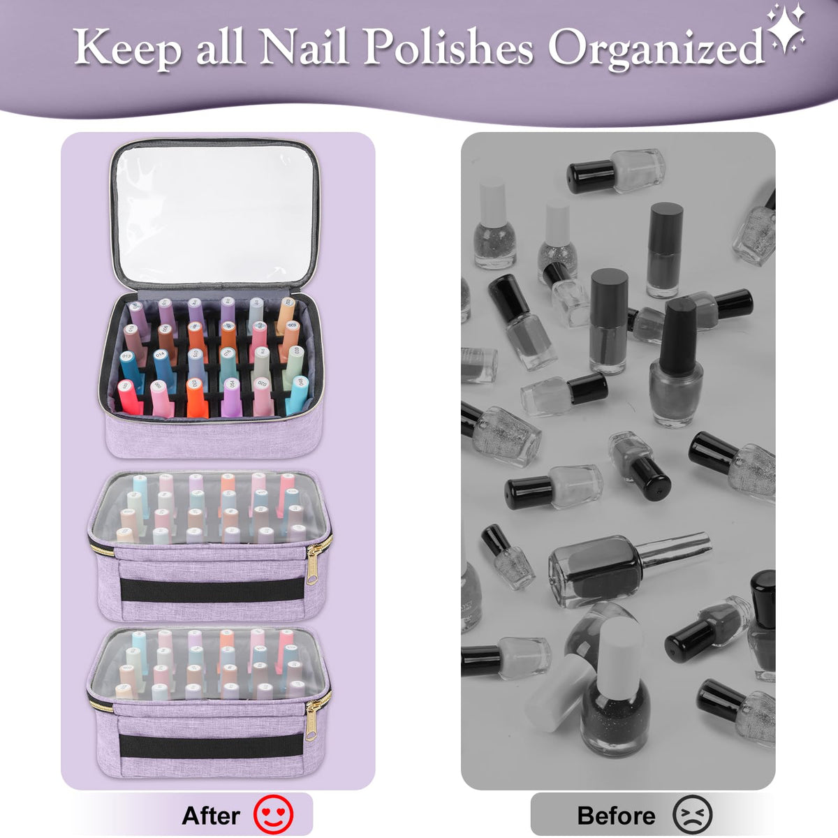 YOREPEK next to standard nail polish bottles showing capacity and size clarity
