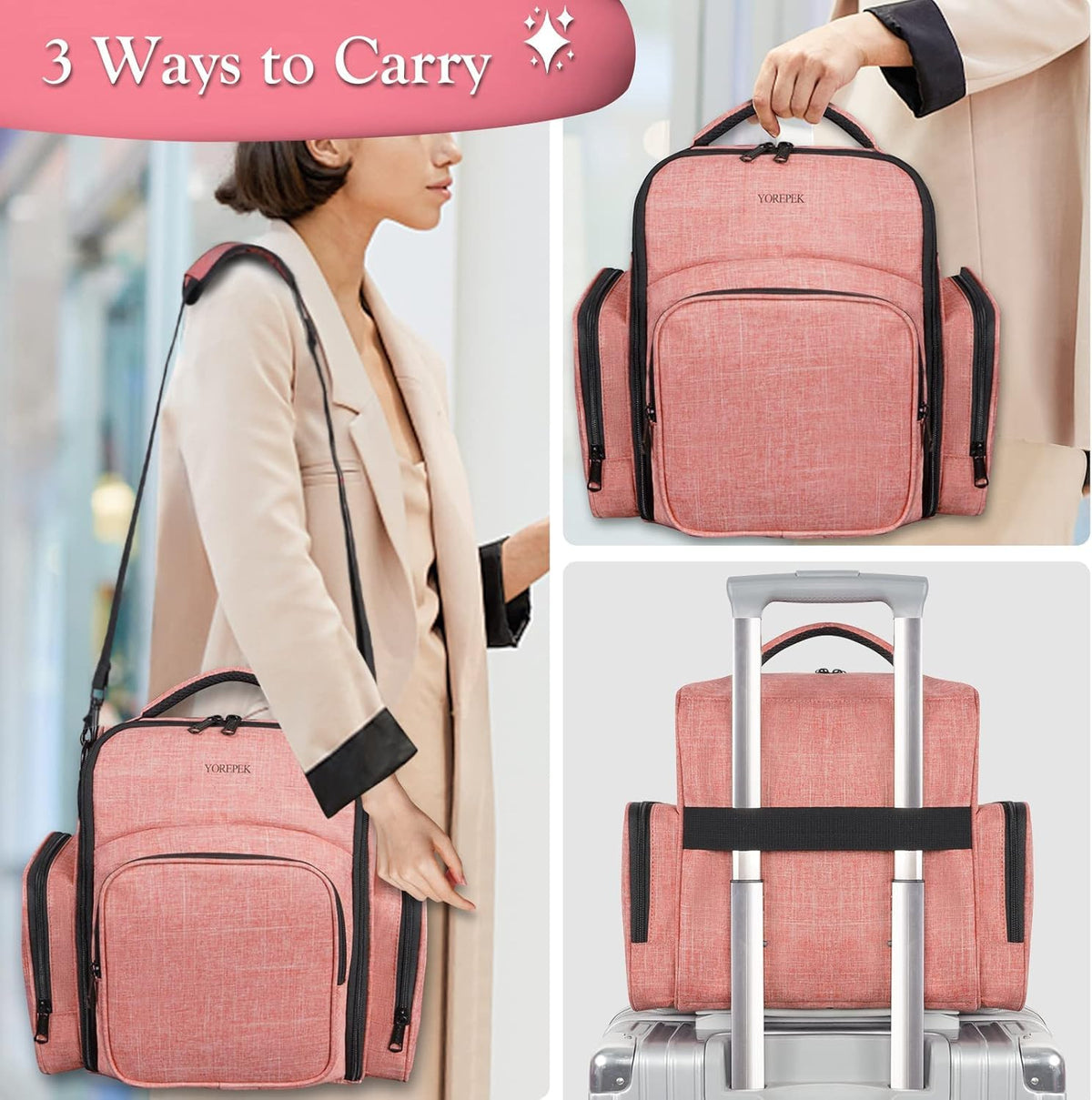 YOREPEK padded shoulder strap and top handles for comfortable carrying and reduced strain