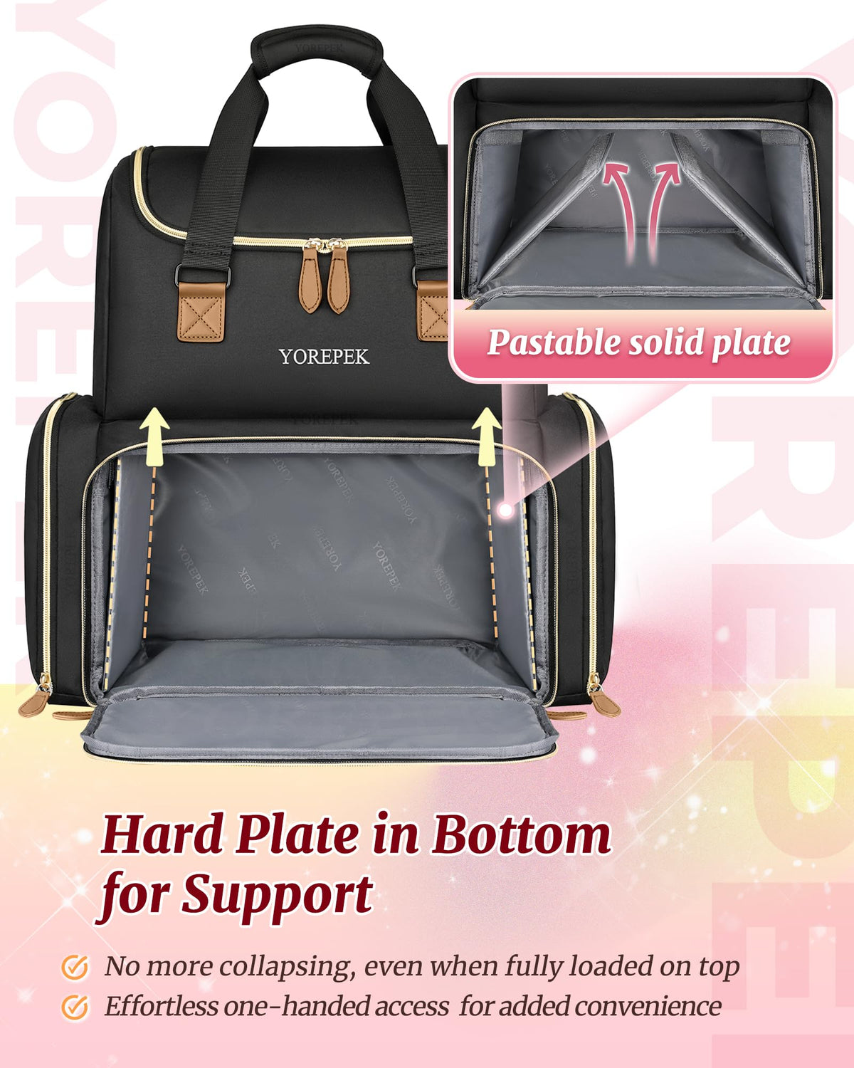 YOREPEK side pockets holding brushes and files for organized tools benefit