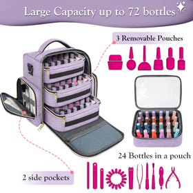 YOREPEK side zippered pocket open with brushes and tools for organized access