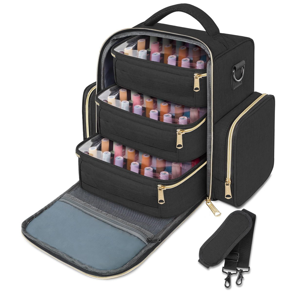 YOREPEK bag shown next to a hand for scale to demonstrate the compact travel size