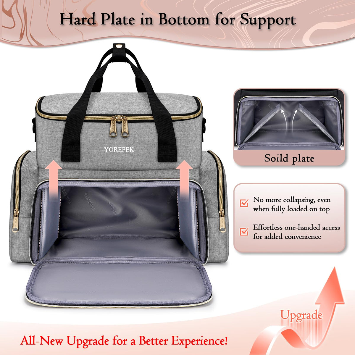 YOREPEK top compartment with dividers showing customizable lamp and tool layout