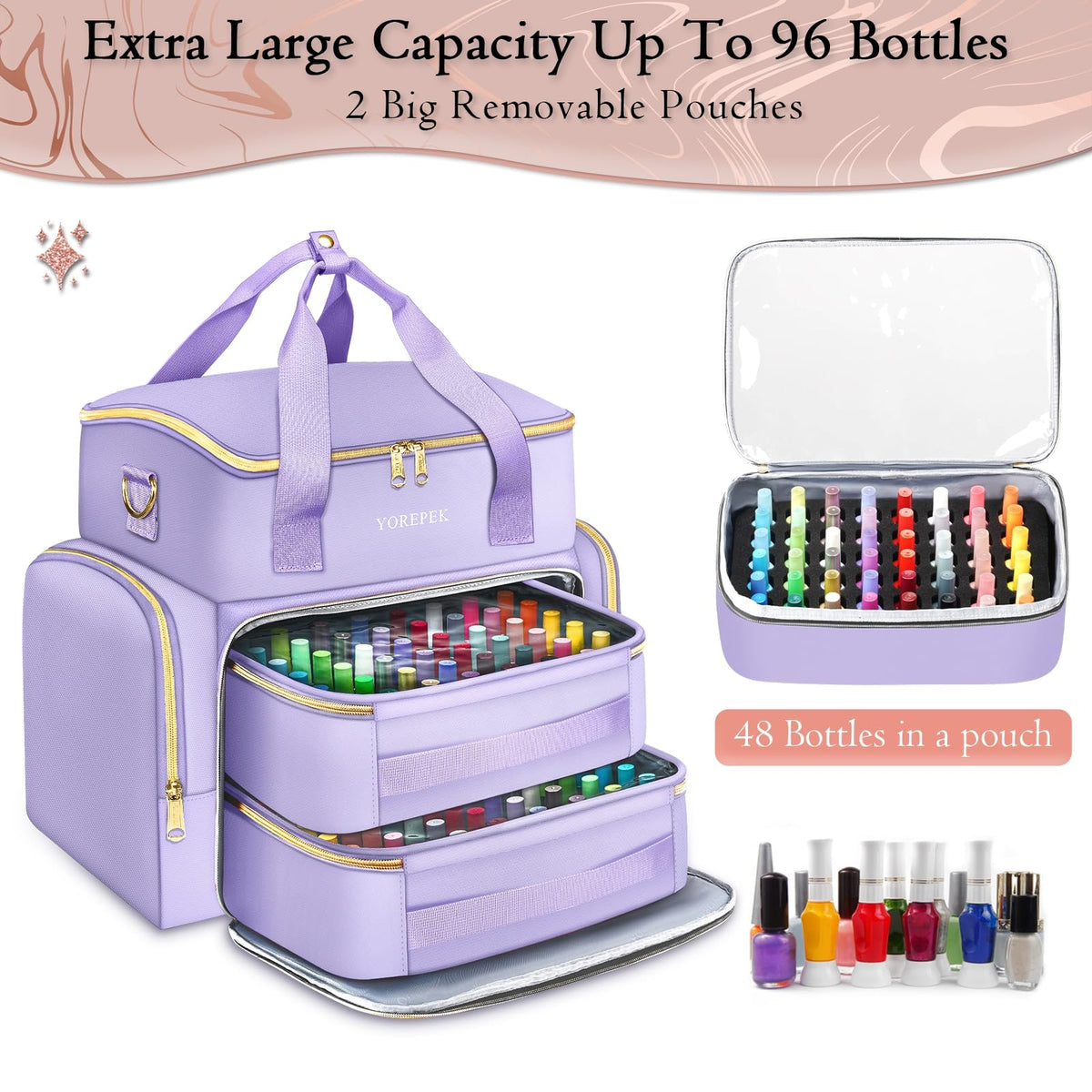 YOREPEK top compartment with UV lamp stored neatly to keep tools and lamp together