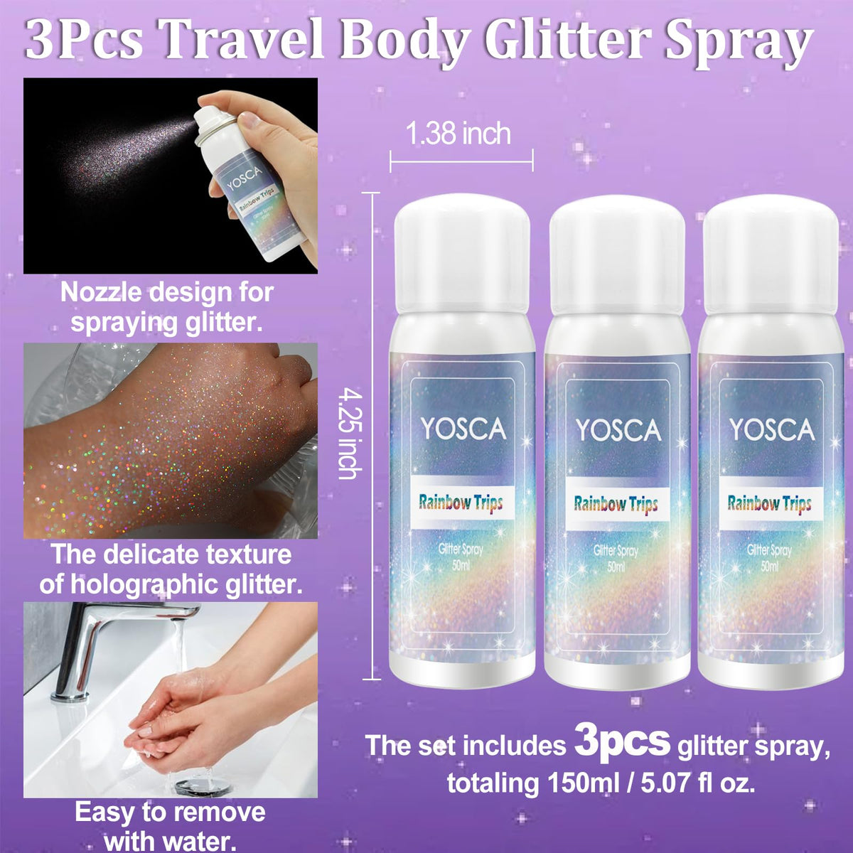 Yosca hair highlight application showing holographic sparkle and lightweight hold