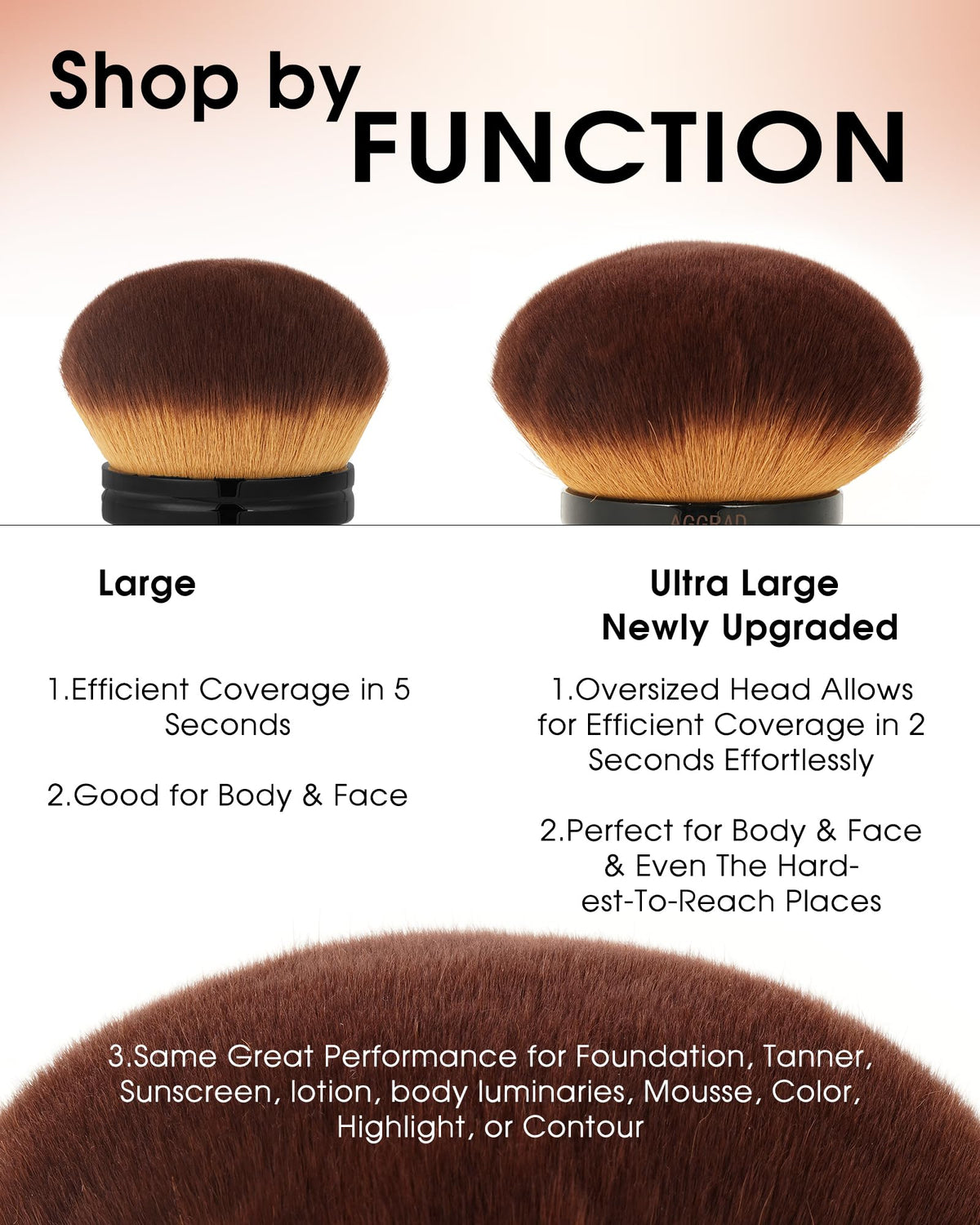 YOSHUYUKI hand holding brush to show size and reach for easy full-body application