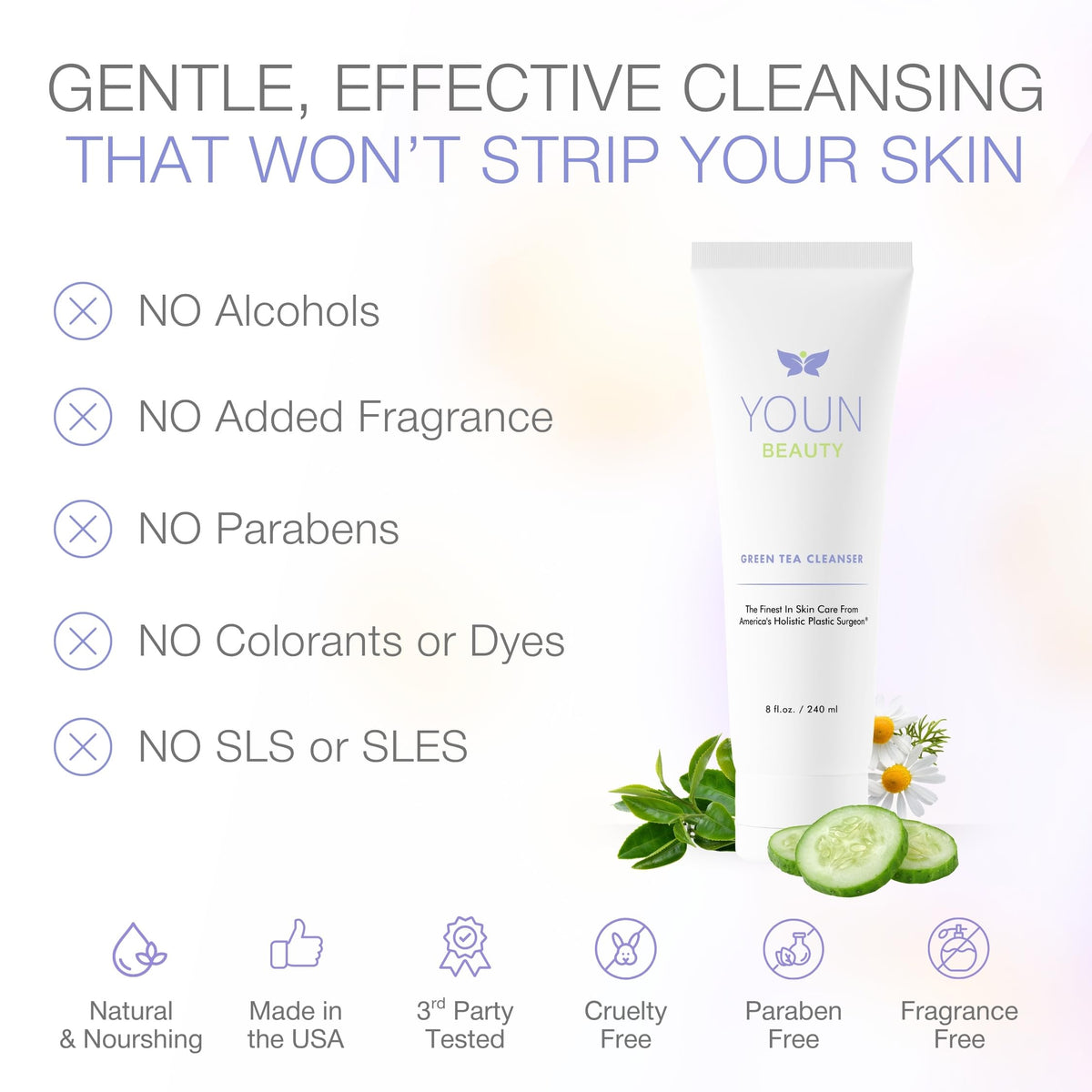 YOUN Beauty rinsing in bathroom showing fresh, non-drying finish