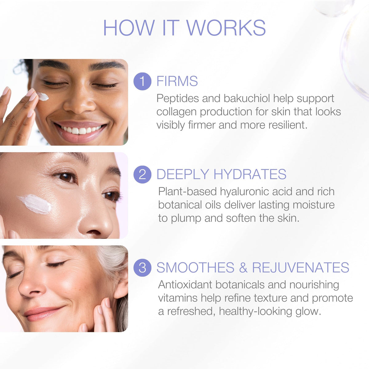 YOUN Beauty cream on hand demonstrating spreadable hydration and smooth finish