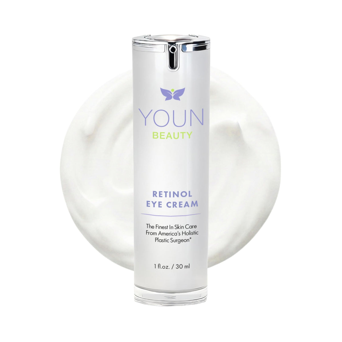 YOUN Beauty eye cream front packaging showing clean clinical design and benefit