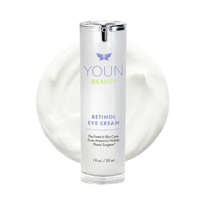 YOUN Beauty eye cream front packaging showing clean clinical design and benefit