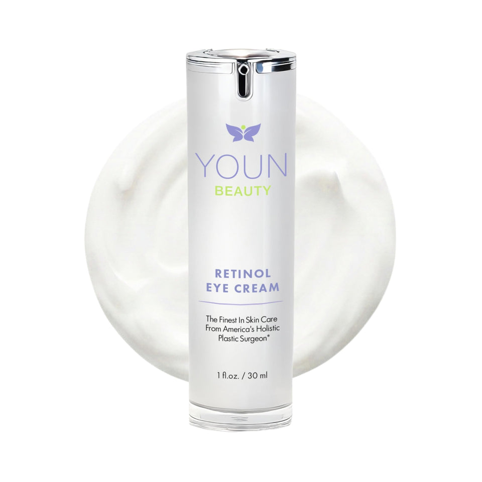 YOUN Beauty eye cream front packaging showing clean clinical design and benefit