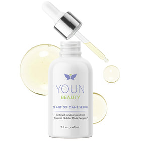 YOUN Beauty front bottle showing vitamin C serum for brightening