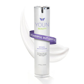 YOUN Beauty front packaging of retinol night cream highlighting clean formula benefits