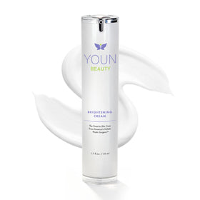 YOUN Beauty front packaging showing brightening cream and clear benefits