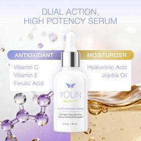 YOUN Beauty label closeup listing key ingredients and clean formulation