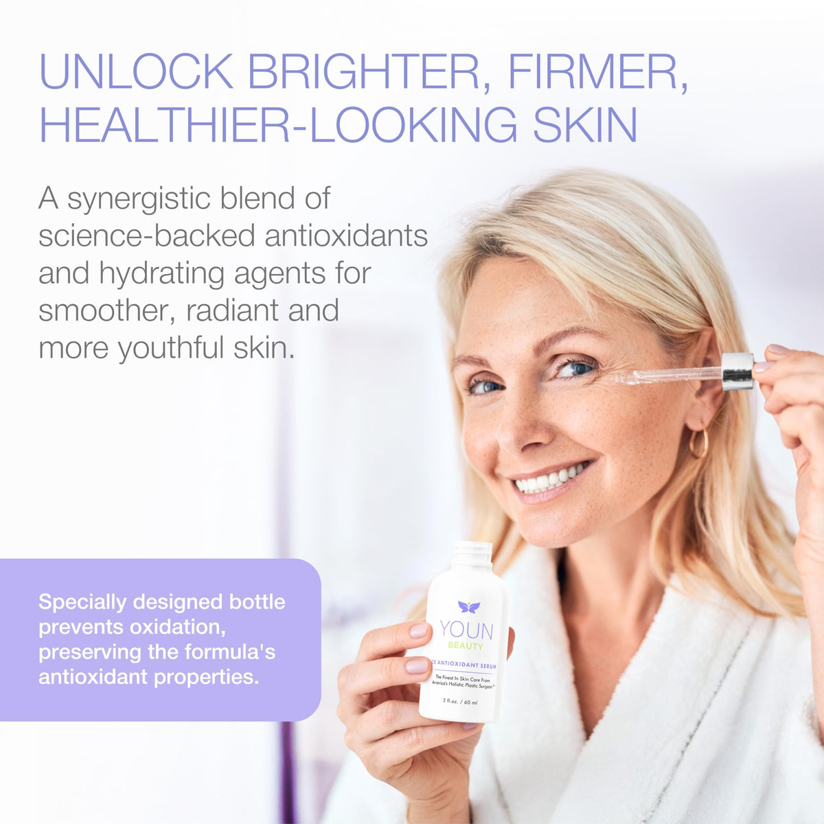 YOUN Beauty opaque glass packaging detail preserving serum potency