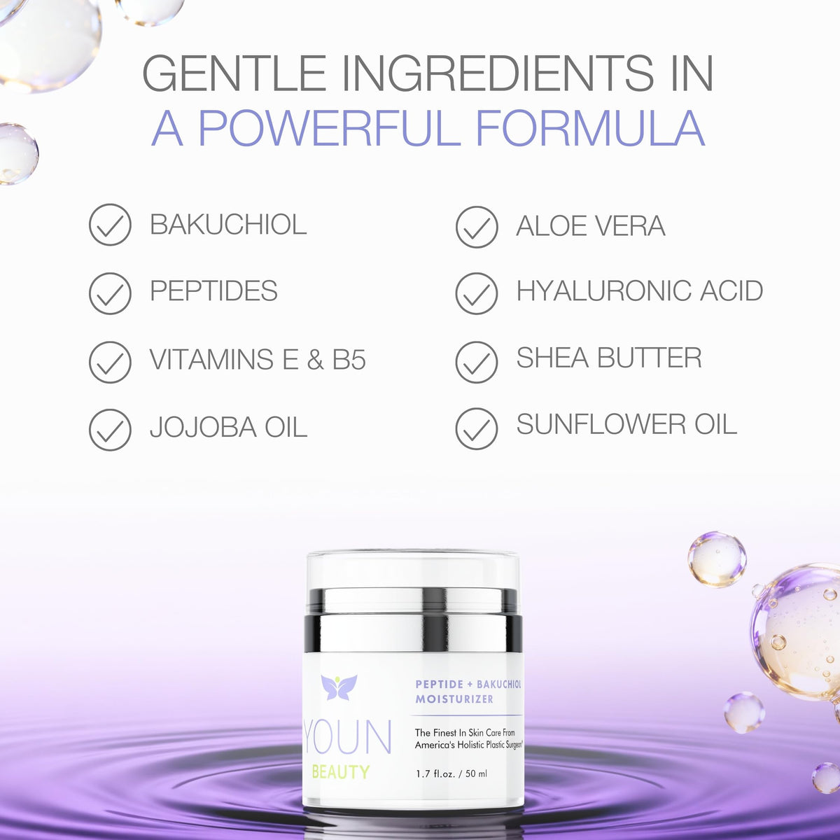 YOUN Beauty shea and sunflower botanicals emphasizing nourishment and barrier support