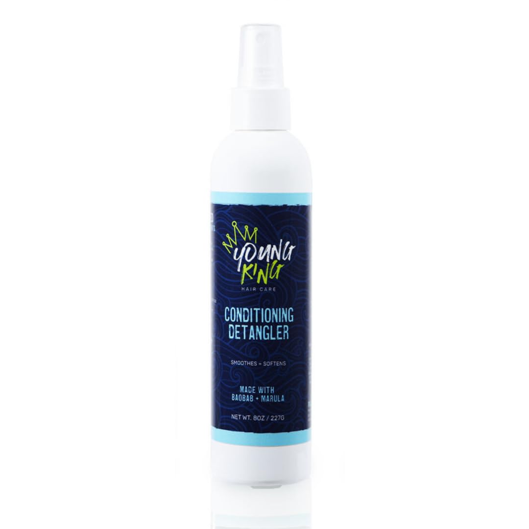 YOUNG KING HAIR CARE front packaging showing label and 8 oz bottle, promotes easy detangling