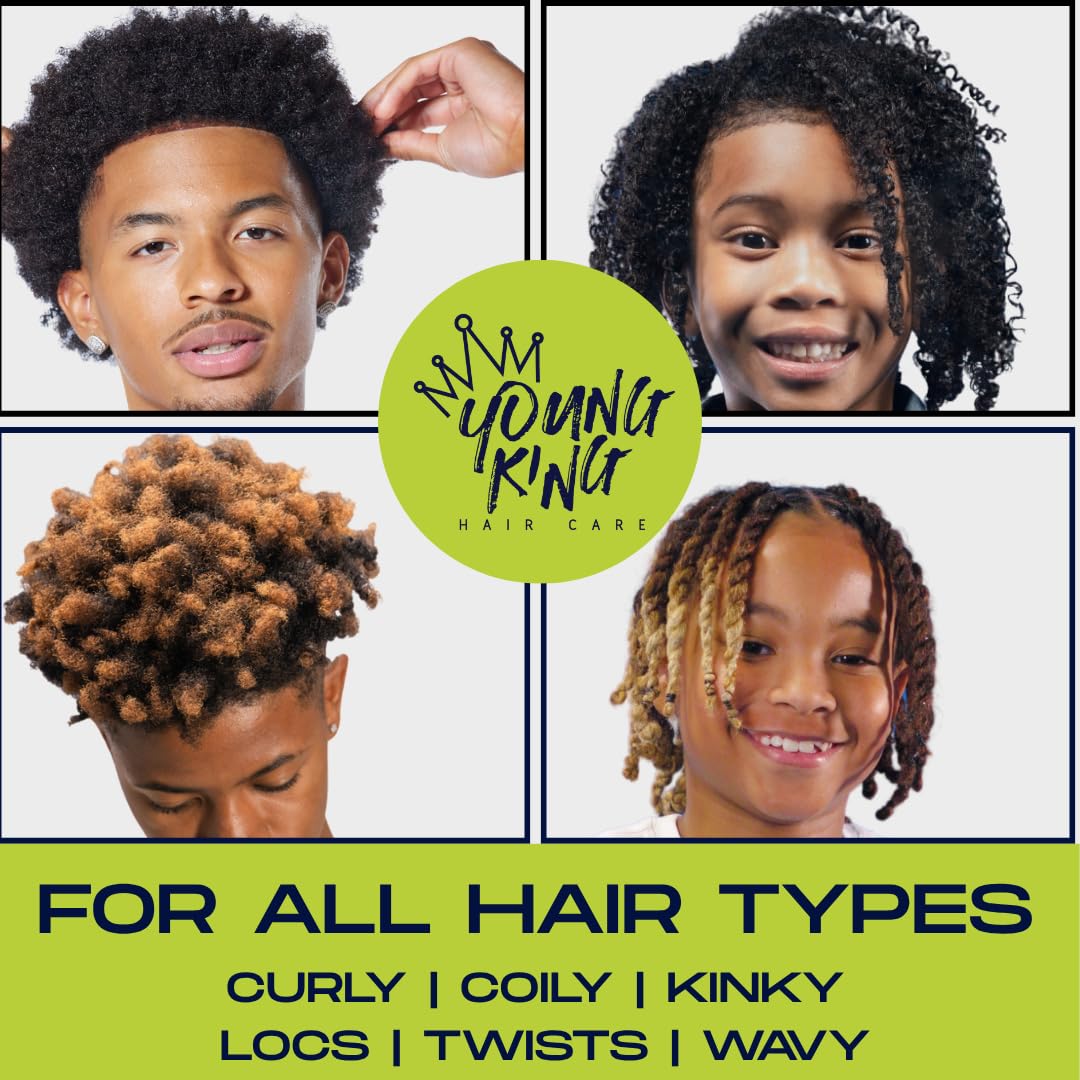 YOUNG KING HAIR CARE lifestyle shot with smiling boy, conveys confidence after styling