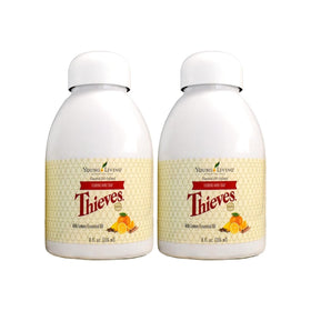 Young Living Thieves front packaging showing bottle and label benefits