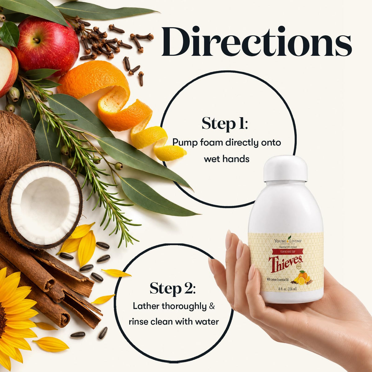 Young Living ingredients layout with aloe and lemon highlighting botanicals