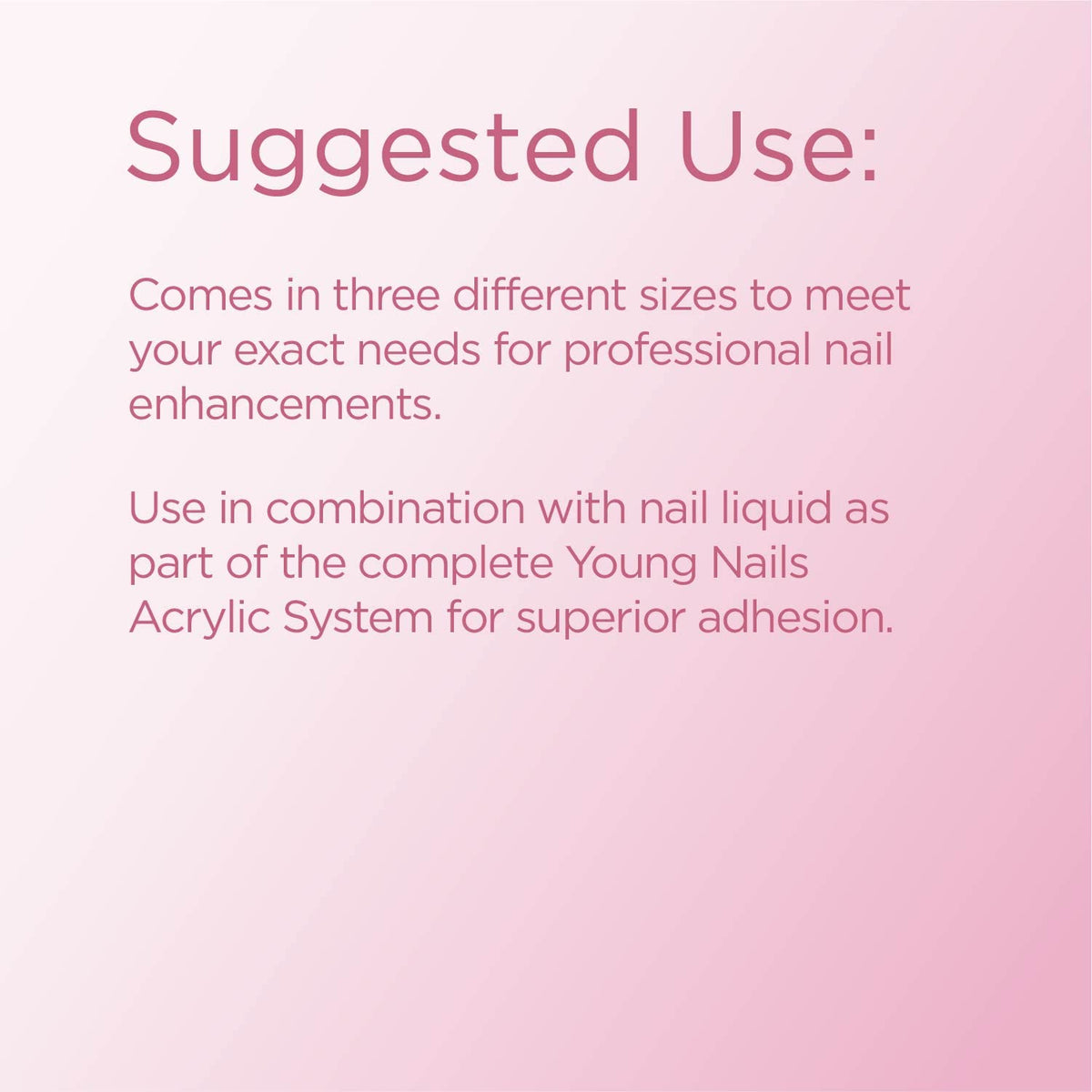 Young Nails bare scaled against hand to show 45g jar size and practical refill options