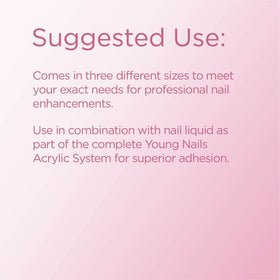 Young Nails bare scaled against hand to show 45g jar size and practical refill options
