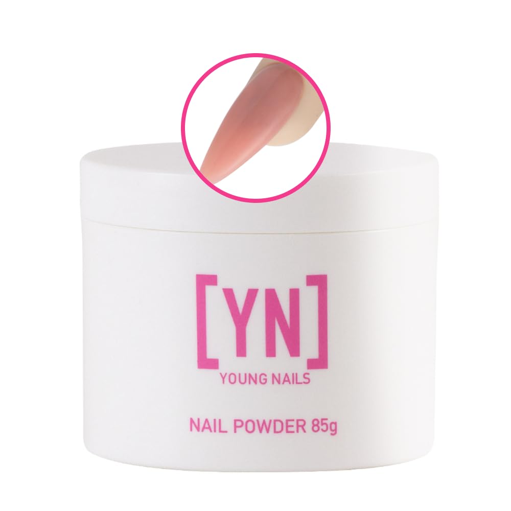 Young Nails powder texture close-up showing self-leveling particles for smoother application