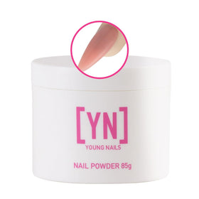 Young Nails powder texture close-up showing self-leveling particles for smoother application