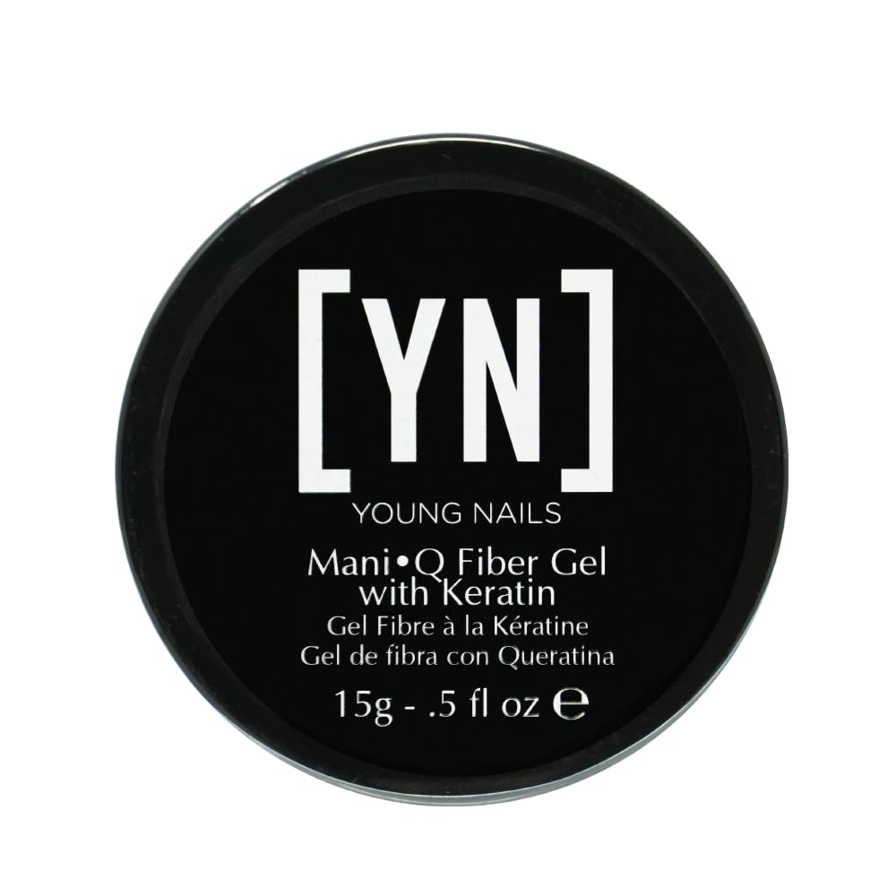 Young Nails ManiQ Fiber Gel clear jar showing smooth, protective finish