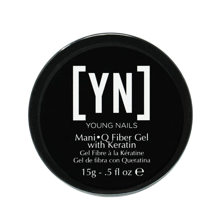 Young Nails ManiQ Fiber Gel clear jar showing smooth, protective finish
