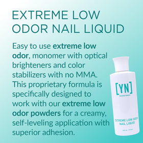 Young Nails monomer close-up texture demonstrating creamy consistency for smooth acrylic beads and controlled flow
