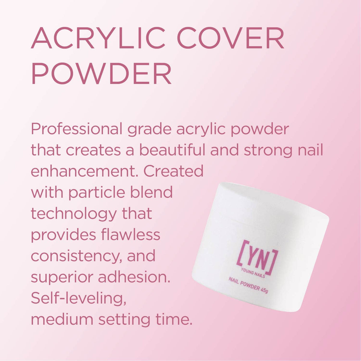Young Nails close-up of Rosebud powder texture demonstrating smooth, consistent particles
