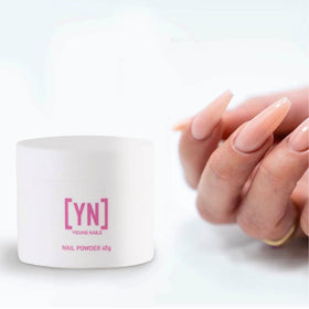 Young Nails 45g jar in hand illustrating product size and value
